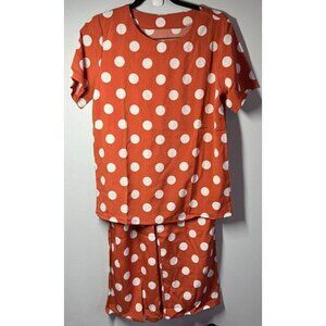 Womens Orange & White Polka Dot Pajama Set Sleepwear SIze Medium NWOT